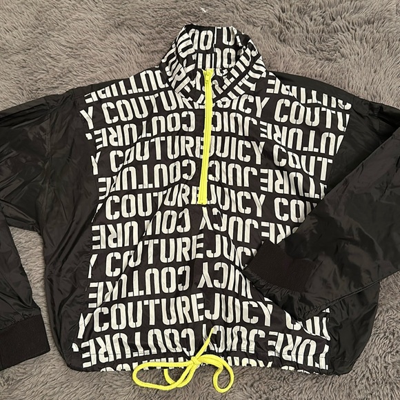 Juicy by Juicy Couture Colorblock Monogram Quarter Zip Windbreaker Size Small - Picture 2 of 7